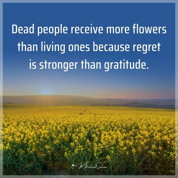 Dead people receive more flowers than living ones because regret is stronger than gratitude.