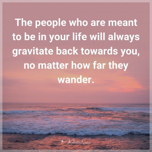 The people who are meant to be in your life will always gravitate back towards you