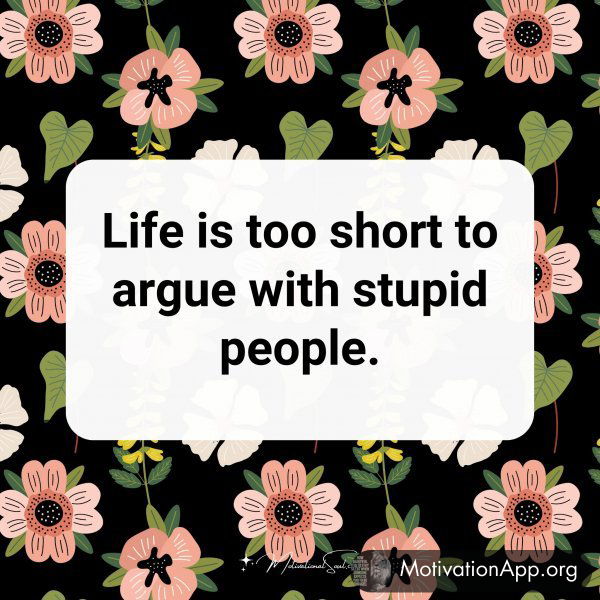 Life is too short to argue with stupid people.