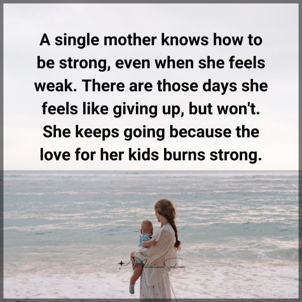 Quote: A single mother
knows how to be
strong, even when