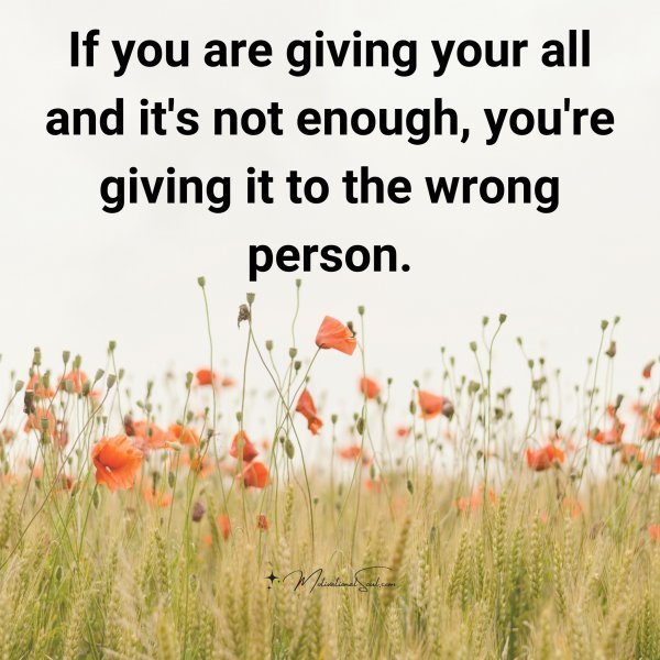 Quote: If you are
giving your all and it’s
not enough, you