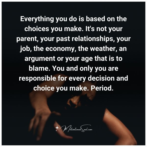 Quote: Everything you do is based on the choices you make. It’s not