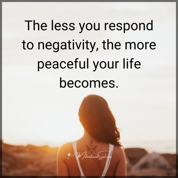 Quote: The less you respond to negativity, the more
peaceful your life