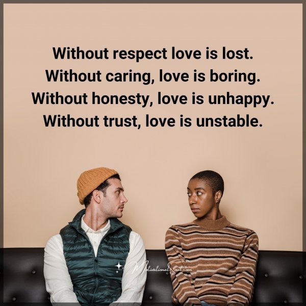 Quote: Without respect
love is lost.
Without caring,
love