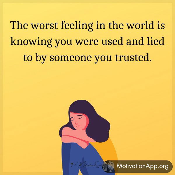 The worst feeling in the world is knowing you were used and lied to by someone you trusted.