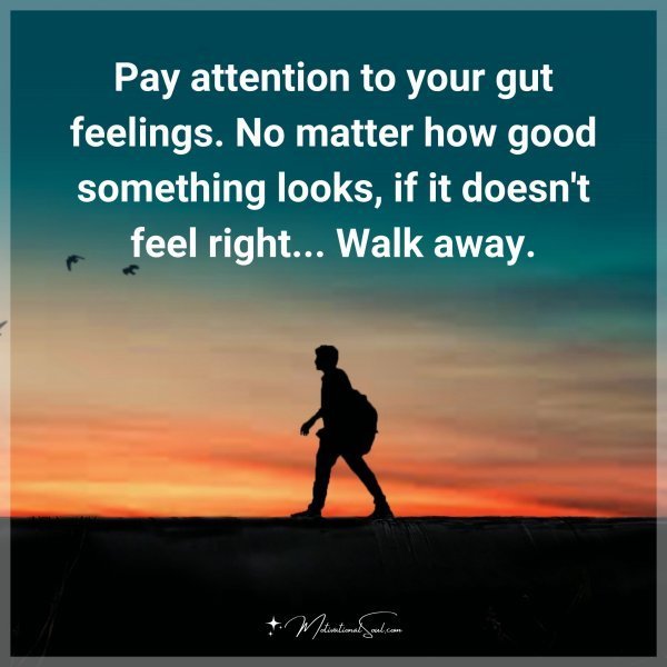 Quote: Pay attention to your gut feelings. No matter how good something