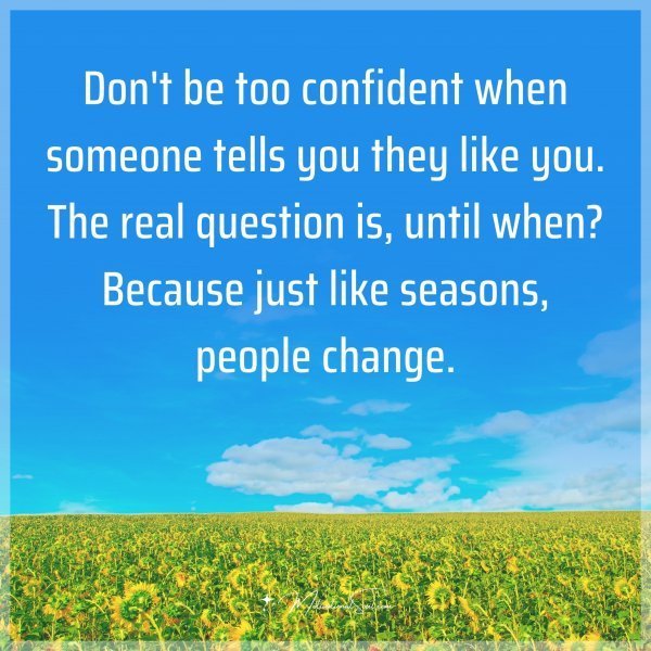 Quote: Don’t be too confident when someone tells you they like you. The