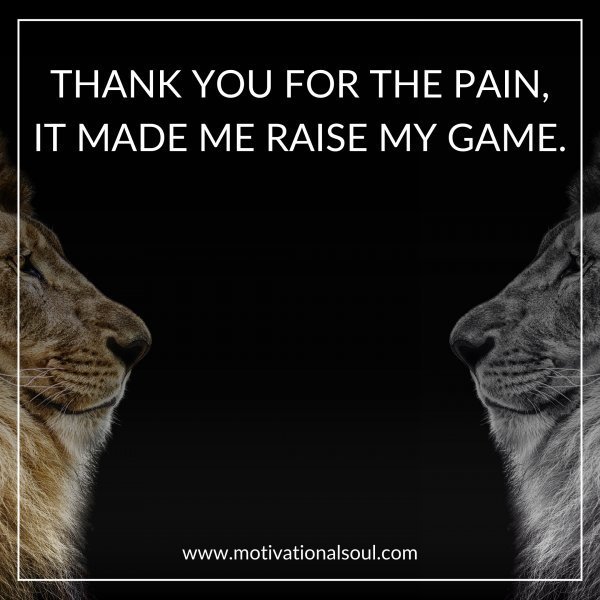 Quote: THANK YOU FOR THE PAIN,
IT MADE ME RAISE MY GAME.