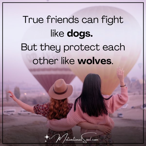 Quote: True friends can fight
like dogs. But protect
each other