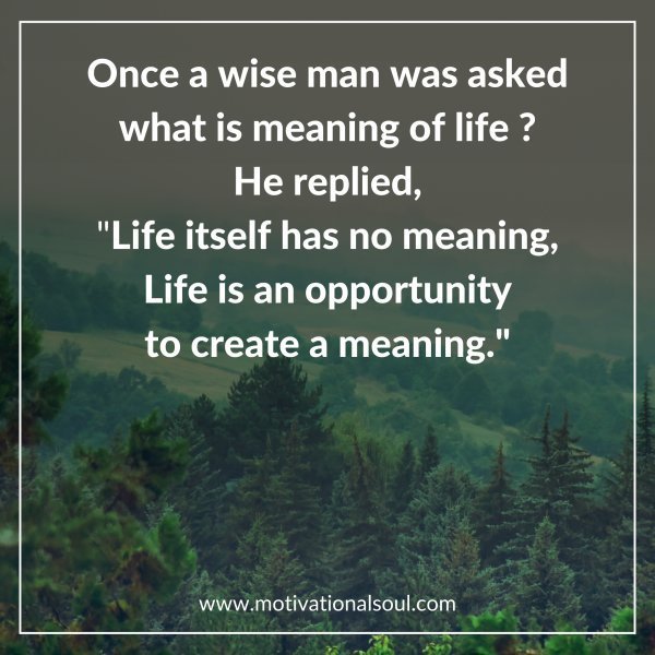 Quote: Once a wise man was asked
what is meaning of life…?
He
