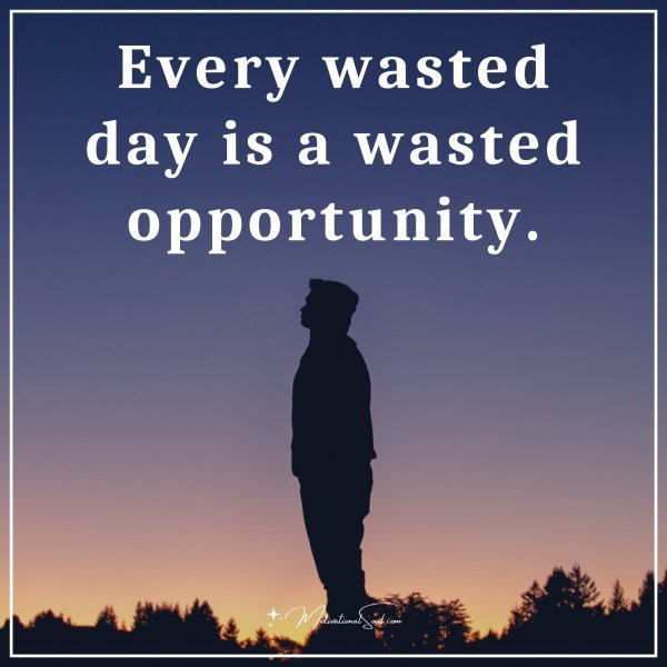Quote: Every wasted day is a wasted opportunity.