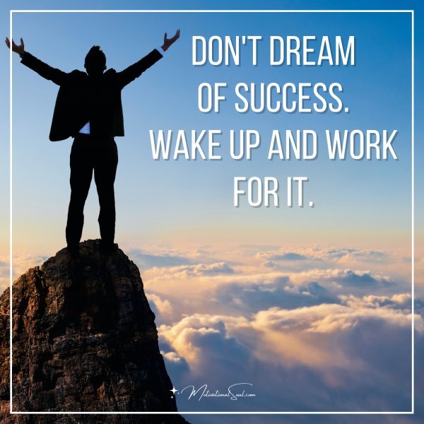 Don't dream of success. Wake up and work for it.