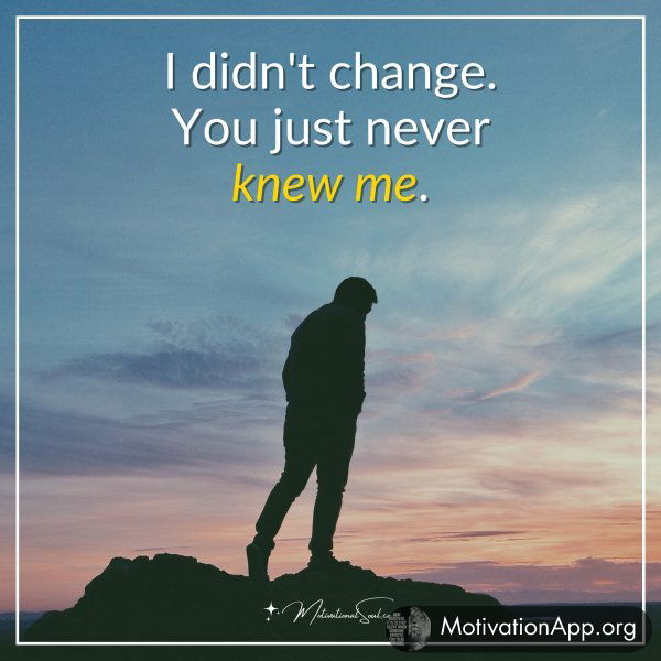 I didn't change. You just never knew me.