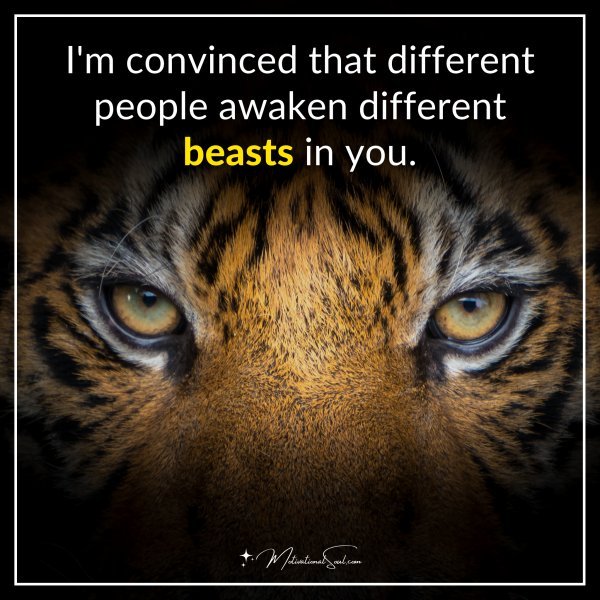 I'm convinced that different people awaken different beasts in you.