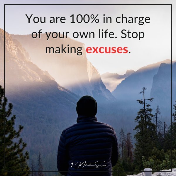 You are 100% in charge of your own life. Stop making excuses.