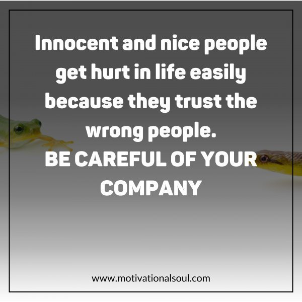 Quote: Innocent and nice people
get hurt in life easlly
because