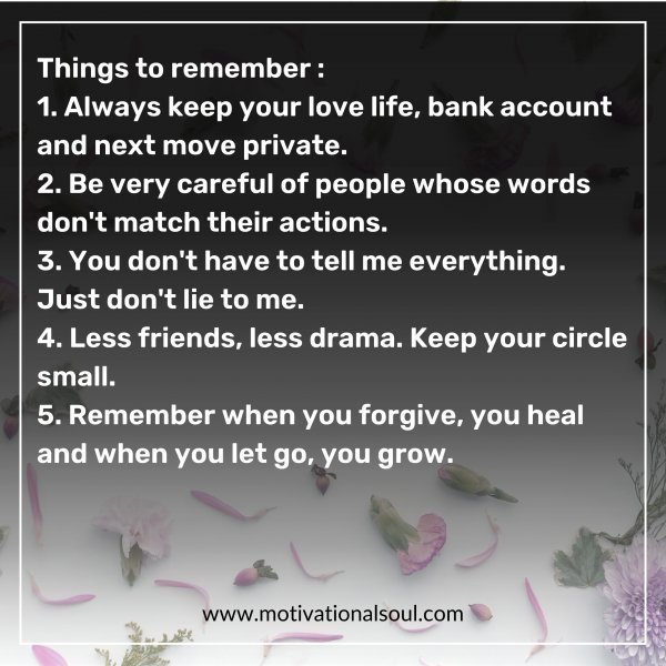 Things to remember...