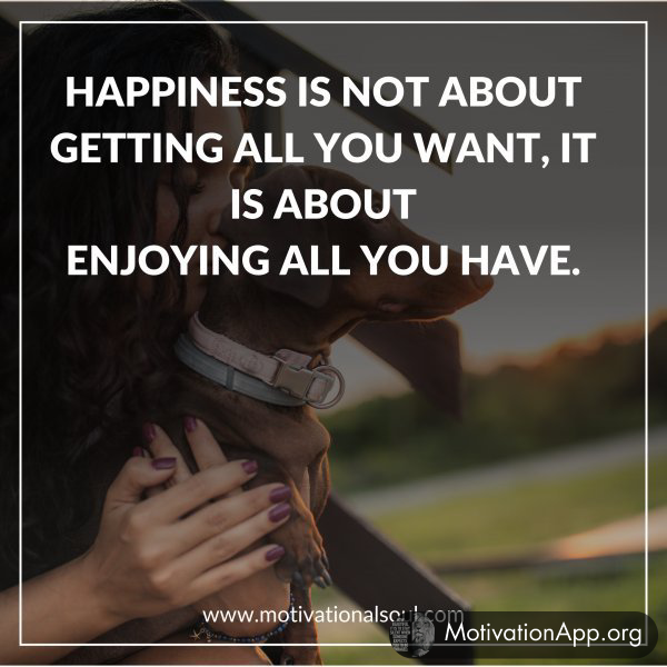 HAPPINESS IS NOT ABOUT