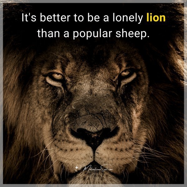 Quote: It’s better to be a lonely lion than a popular sheep.