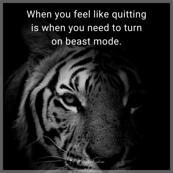 When you feel like quitting is when you need to turn on beast mode.
