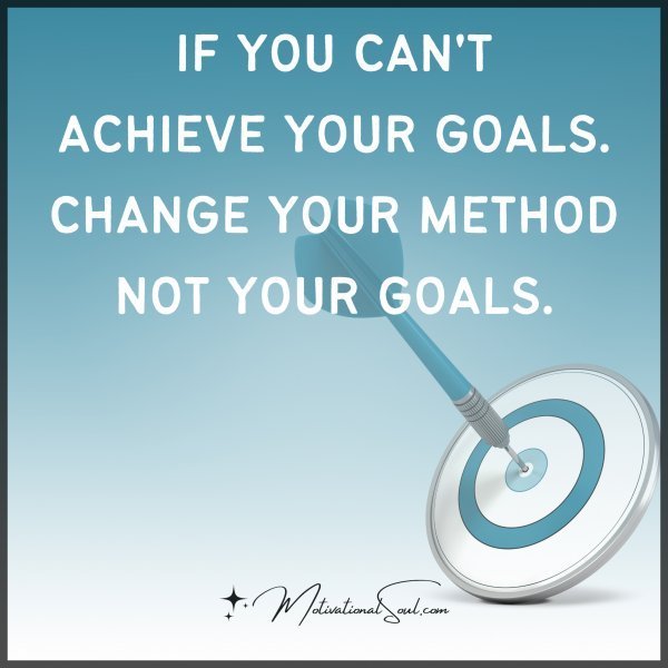 Quote: IF YOU CAN’T
ACHIEVE YOUR GOALS.
CHANGE YOUR METHOD