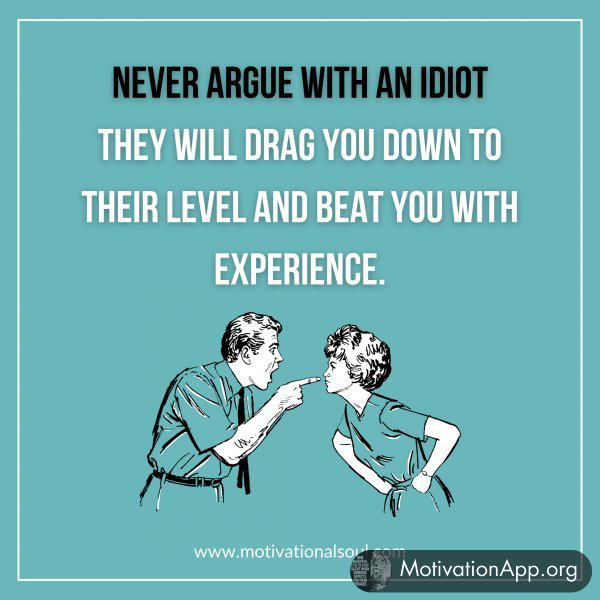 NEVER ARGUE WITH AN IDIOT THEY WILL