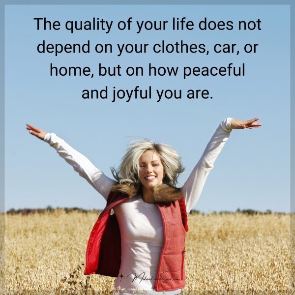 Quote: The quality of your life does not depend on your clothes, car, or