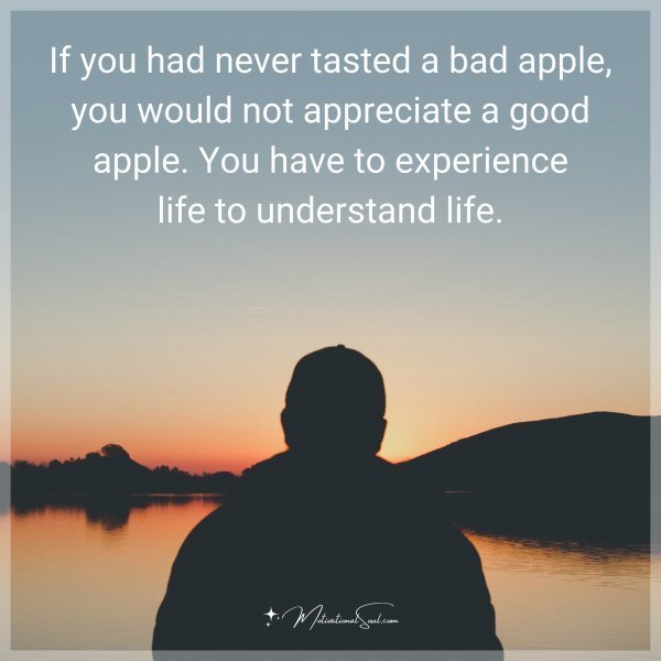 Quote: If you had never tasted a bad apple, you would not appreciate a good