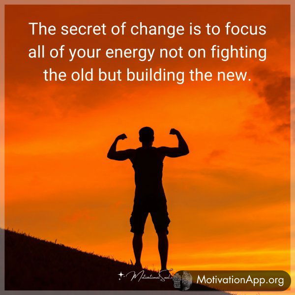 The secret of change is to focus all of your energy not on fighting the old but building the new.