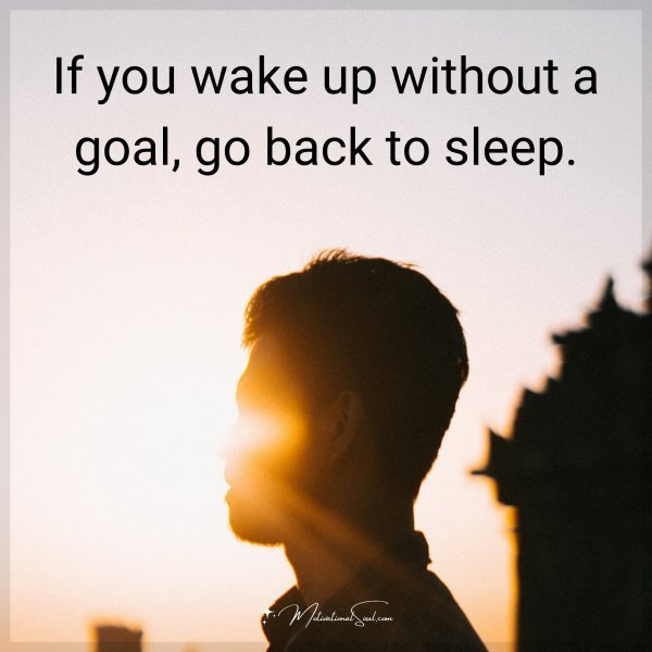 Quote: If you wake up without a goal, go back to sleep.