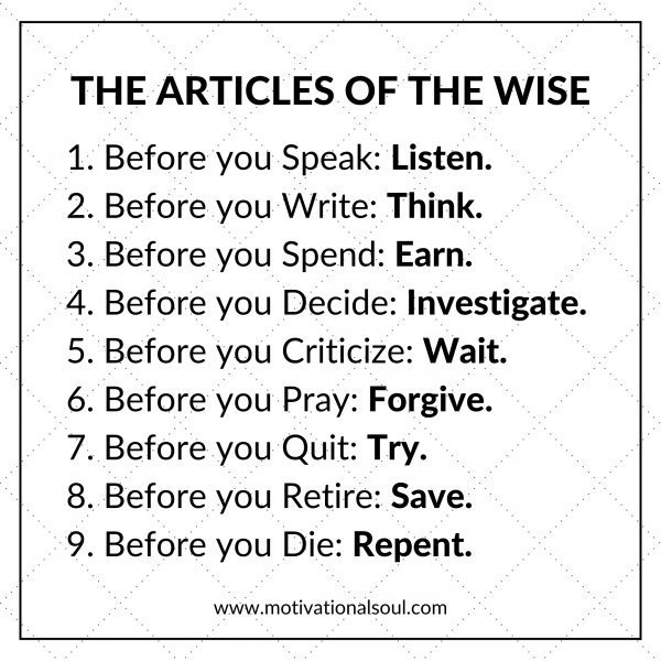 THE ARTICLES OF THE WISE