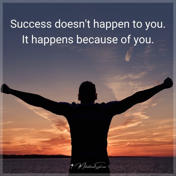 Success doesn't happen to you. It happens because of you.