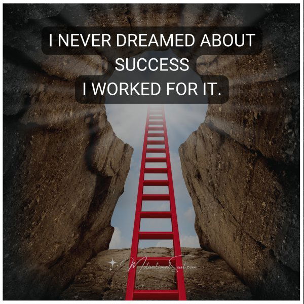 I NEVER DREAMED ABOUT SUCCESS