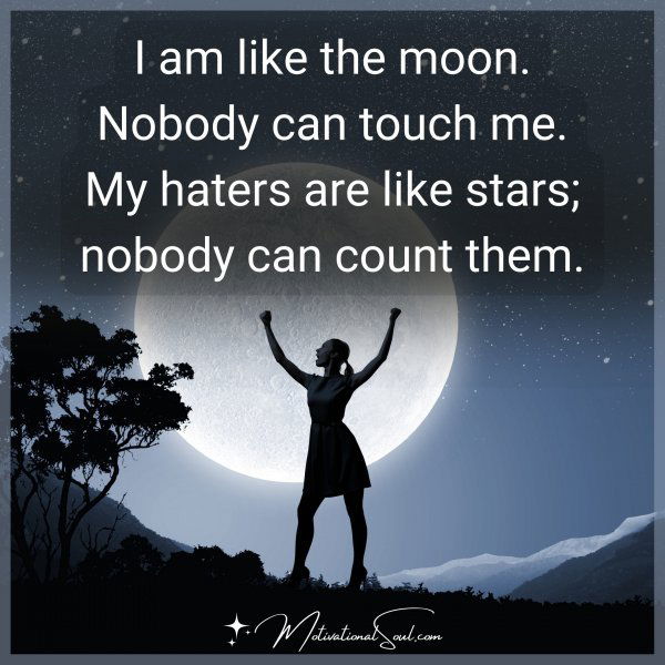 I am like the moon. Nobody can touch me. My haters are like stars; nobody can count them.