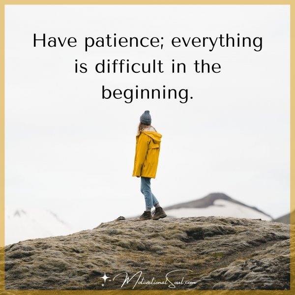 Quote: Have patience; everything is difficult in the beginning.