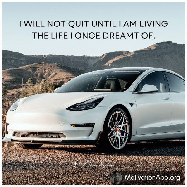 I WILL NOT QUIT UNTIL I AM LIVING THE LIFE