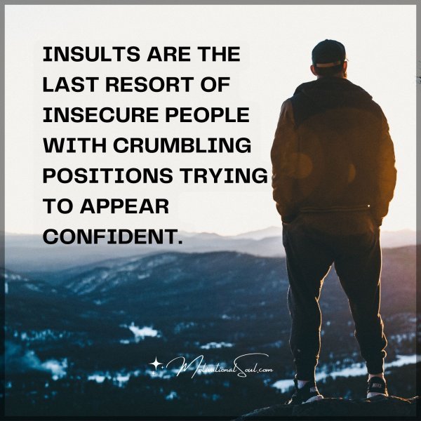 INSULTS ARE THE LAST RESORT OF INSECURE PEOPLE WITH CRUMBLING POSITIONS TRYING TO APPEAR CONFIDENT.