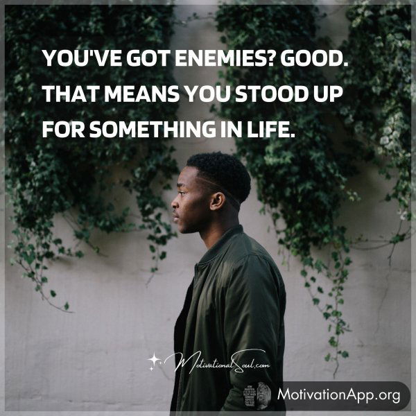 YOU'VE GOT ENEMIES? GOOD. THAT MEANS YOU STOOD UP FOR SOMETHING IN LIFE.