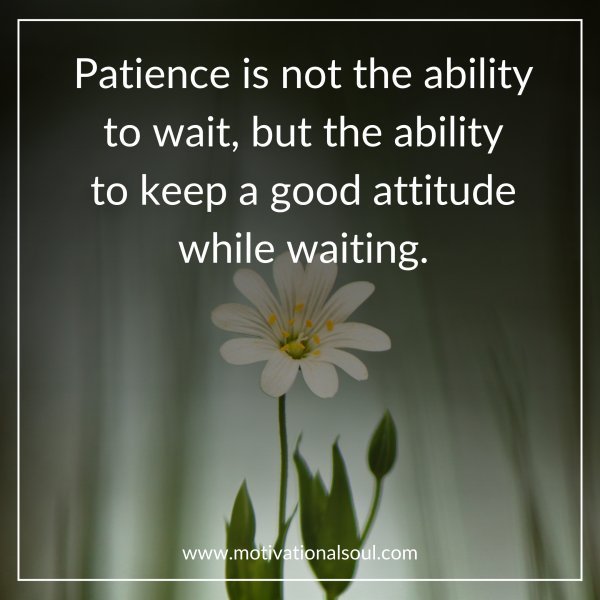 Quote: Patience is not an ability
to wait, but the ability
to