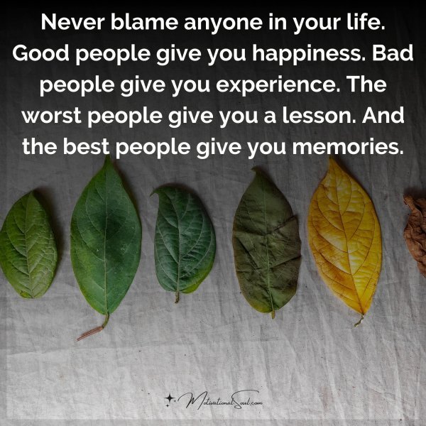 Quote: Never
blame anyone
in your life.
Good people give