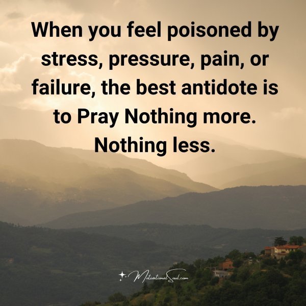 Quote: When you feel
poisoned by stress,
pressure, pain,