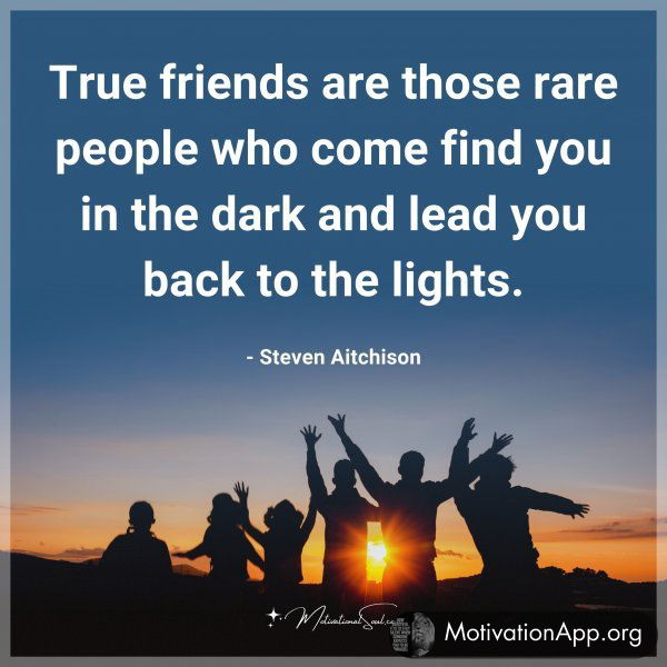 True friends are those rare people who come find you in the dark and lead you back to the lights. - Steven Aitchison