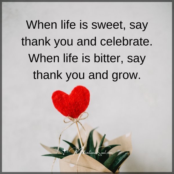 Quote: When life
is sweet, say thank
you and celebrate.