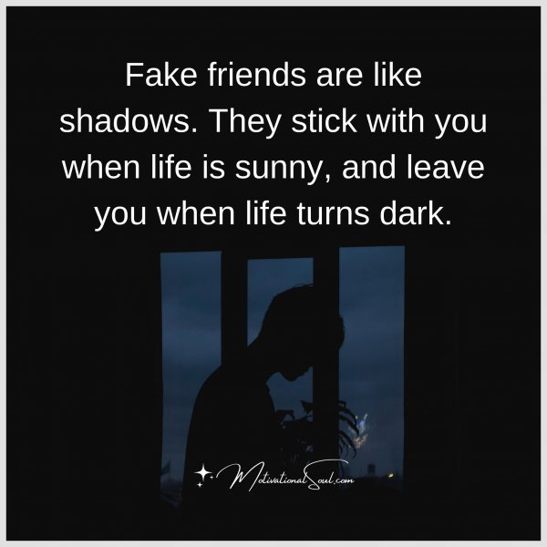 Quote: Fake friends
are like shadows.
They stick with you