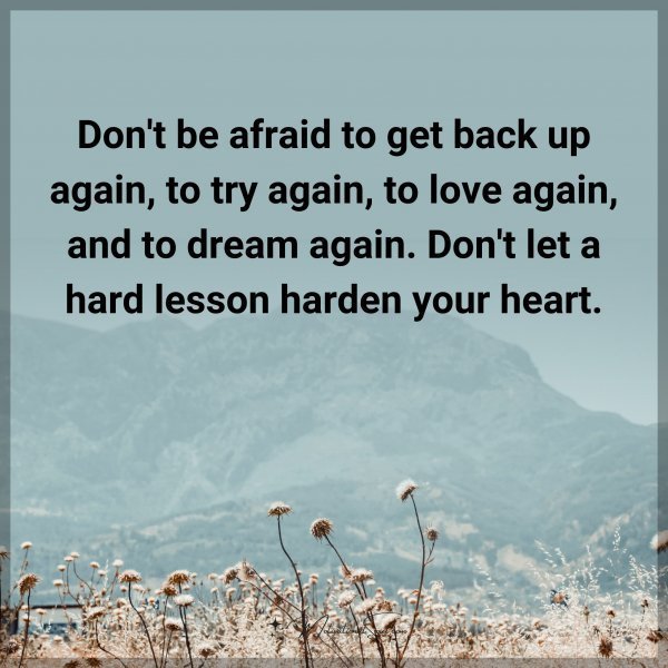 Quote: Don’t be afraid to get back up again, to try again, to love