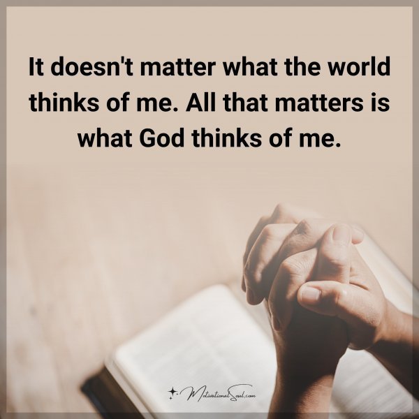 It doesn't matter what the world thinks of me. All that matters is what God thinks of me.