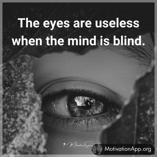 The eyes are useless when the mind is blind. Type "Yes" if you agree.