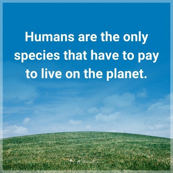Humans are the only species that have to pay to live on the planet.