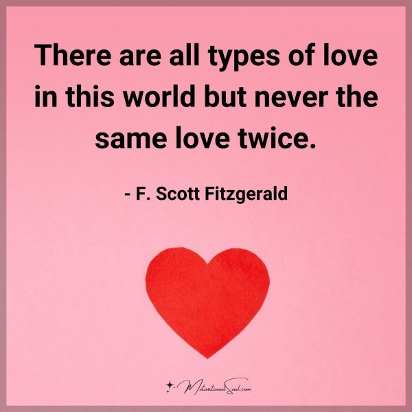 There are all types of love in this world but never the same love twice. - F. Scott Fitzgerald