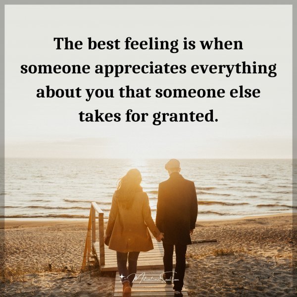 Quote: The best feeling is when someone appreciates everything about you